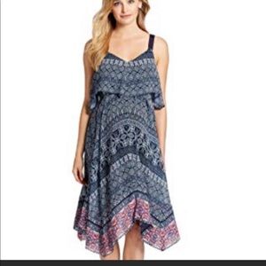 JESSICA SIMPSON MATERNITY sundress bodice ruffle Handkerchief hem Size large